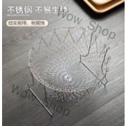 Wow_Shop Foldable Stainless Steel Colander Mesh Basket Drainer Frying French Cooking tool filter