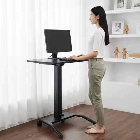 Mobile Standing Lifting Desk 26.46lbs Load Capacity Adjustable Podium Desk Rolling Laptop Table for 