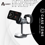 MAGFUSION 3-IN-1 QI2 MAGNETIC FAST WIRELESS CHARGING STATION [AUKEY]