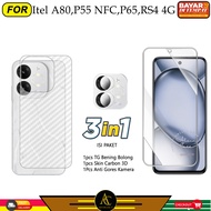 3IN1 Tempered Glass Bening Dengan Lubang Di Kamera Itel A80 P55 NFC P65 RS4 4G
