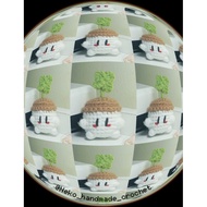 [real photo at the end] 4-leaf clover wool keychain