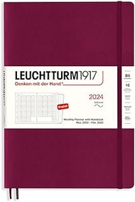 LEUCHTTURM1917 - Monthly Planner & Notebook 2024 with extra booklet, Composition (B5) Softcover, Por