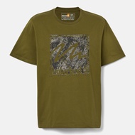 Timberland All Gender Short Sleeve Mountains Camo Printed Stack Logo T-Shirt เสื้อยืด (TBLMA27RT)