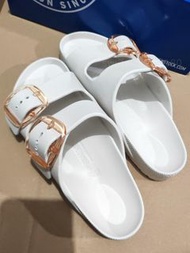 全新🌸 女款Birkenstock勃肯Arizona 白色EVA金色大扣鋼印拖鞋