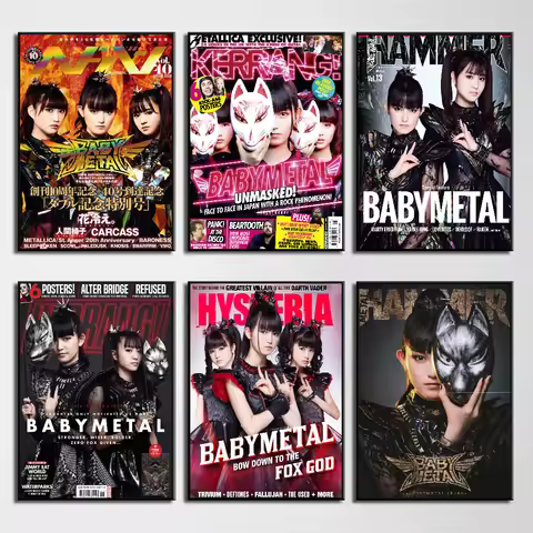 1pc Babymetal Japanese Pop Group Music Star Poster Self-adhesive Art Waterproof Paper Sticker Coffee