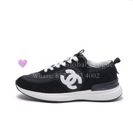 紫鑽🌟誠信商家🌟💜全新Chanel 雙C標誌運動休閒鞋 黑白色 麂皮尼龍 全新