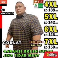 KEMEJA Men's checkered shirt, checkered shirt, men's shirt, jumbo men's shirt brown sizeBIG 3xl 4xl 