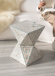 EcoHub Elegant Geometric Mosaic Pattern Coffee Table Small Diamond-Shaped Desk for Home Office