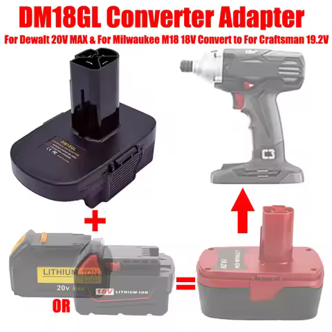 ALASICKA DM18GL USB Battery Adapter for Dewalt 20V & for Milwaukee 18V Li-ion Battery To for Craftsm