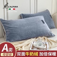 A类牛奶绒枕套一对装枕头套单只装48x74学生宿舍枕芯套加厚珊瑚绒A Pair of Thickened Single and Double Pillowcases with Pillow Core 
