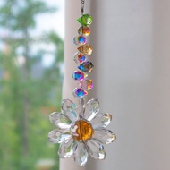 Glass Crystal Pendant Rainbow Maker Indoor Window Sunflower Sun Catcher Ornament Christmas Gift Yard