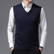 【vest】Autumn new men's cashmere sweater vest V-neck sweater plus size men's knitted vest