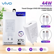 Travel Charger VIVO X70 44W USB Cable Micro & Type-C Fast Charging Flash Charge