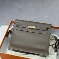 【精選美包】HERMES 大象灰 金扣  KELLY DANSE EVERCOLOR W刻