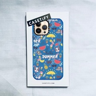 CASETiFY X ป้ายฤดูร้อนการ์ตูนแมวป้าย Deep Blue Case IPhone 14 13 12 11 Pro Max Mini XS MAX XR X SE 6 6S 7 8 Plus Soft Case