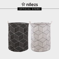 Geometric Laundry Basket/Bag for Clothings, Storage, Black and White, Service Yard, Cleaning
