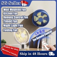 【sg seller】Kitchen fan Desktop Fan Remote Control Table Nightlight folding portable usb charging fan wall mounted fan 遥控