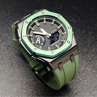 Casio GA2100 Farm Oak Modified Green Offshore Stainless Steel Case Fluorine Rubber Strap Metal Case 