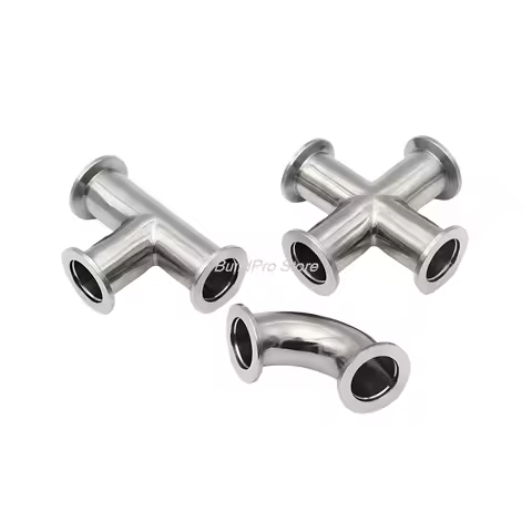 Sanitary Vacuum KF Flange Joints - 304 Steel KF16/KF25/KF40/KF50 Elbow/Tee/Four-Way High-Pressure Cl