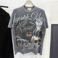 IQ9N MAJESTIK Retro Washed Hot Diamond Breathable Printed Street Casual Short-Sleeved T-Shirt Men