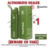 AQUAFLASK 22oz HUNTER GREEN Aqua Flask Wide Mouth with Flip Cap Spout Lid Flexible Cap Vacuum Insulated Stainless Steel Drinking Water Bottle Bottles or Tumbler Tumblers Authentic - 1 Bottle