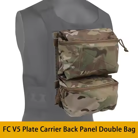 Tactical FCPC V5 Back Panel Double Bag General Purpose Pockets Ferro Style Vest Plate Carrier Access