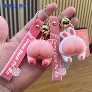 keychain cute keychain mathcing Kartun lembut getah babi pantat rantai kunci loket lucu pasangan luc