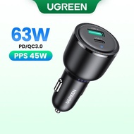 UGREEN 2 PORT FAST CAR CHARGER FOT LAPTOP/TABLETS/PHONES 62W SAFE CHARGING THERMAL GUARD TEMPERATURE