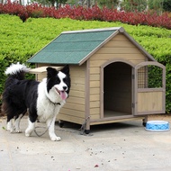 Solid wood dog house outdoor pet house indoor and outdoor dog cage wooden dog cage kennel four seasons Dog Kennel 实木狗屋