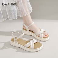 Sandal wanita Daphne musim panas 2025 model baharu, sandal rata wanita bertapak tebal, sandal pantai
