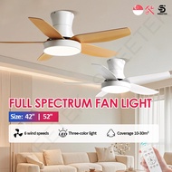 Ceiling fan light intelligent 5 Blade Ceiling Fan Remote White Wood color DC Motor Fan with Light