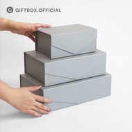 Gift box - Magnetic foldable box -  Grey ปากแหลม กล่องพับได้ กล่องแม่เหล็ก กล่องของขวัญ (03S202,03M2