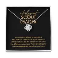 Scout Leader Necklace Silver Plated Love Knot - A Truly Great - Thank You Retirement Appreciation Sc