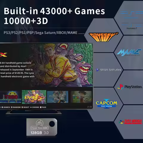 Portable Mini 128GB Gaming USB Flash Drive Retro Gaming Hard Drive With 43000 Games&70+Emulators Bat