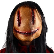 Topeng Seram Halloween Generik Dengan Rambut - Topeng Hantu Wanita Jahitan Menakutkan Diperbuat Dari
