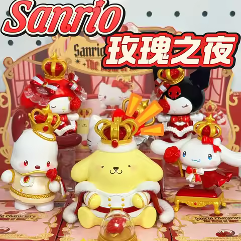 TOPTOY Genuine Sanrio Family Rose Night Series Blind Box Trendy Cute Handmade Desktop Ornament Colle