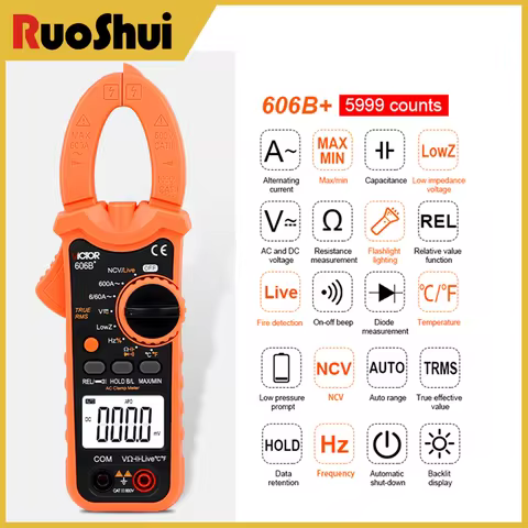 Victor 610B+ High-Precision Clamp Meter AC/DC 1000A 40MM Jaw Low Impendance Auto Electric Current Te