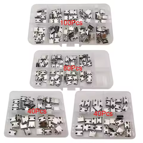 40/80/100Pcs Mix 2Pin 6Pin 16Pin Type C USB Charging Dock Connectors Type-C PCB DIY Repair Kits USB-