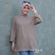 Terlaris Kaos Oversize Wanita Kaos Polos Coklat Susu Lengan 7/8 Kaos Muslimah Kaos Trendy Kaos Viral