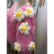 3d Flower Shirt Pink Wool