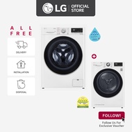 [Pre-Order] LG FV1410S3WA 10KG Front Load Washer + LG TD-H10VWD 10KG Dual Inverter Heat Pump Dryer