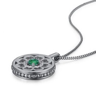 祖母綠錢幣項鍊-個性訂製銀幣吊墜-純銀徽章刻字頸鍊-5月生日石