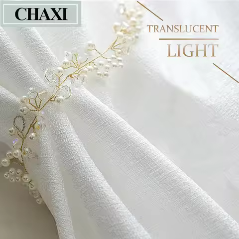 CHAXI Luxurious Heavy Sheer Curtains for Living Room Bedroom Half Transparent Tulle Window Drapes Vo