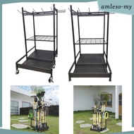 [AmlesoMY] Storage Holder Garage Utility Shelf Garden Tool Organizer Yard Tool Tower Rack with Hooks