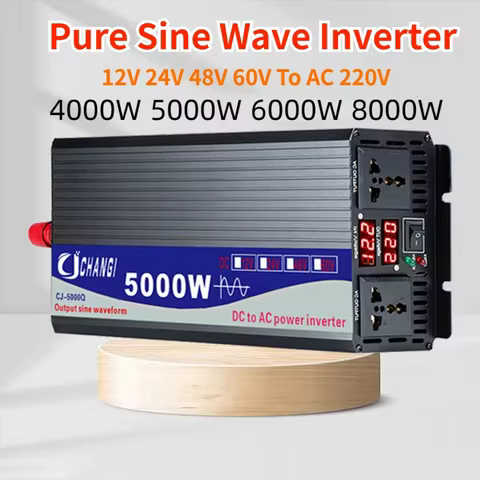 4000W/5000W/6000W/8000W Pure Sine Wave Inverter LED Display Car Converter Voltage Transformer DC 12/