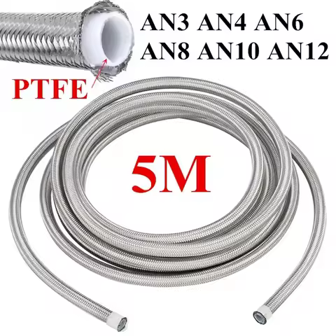 5 Meters AN3 AN4 AN6 AN8 AN10 AN12 Universal Racing Hose 304 Stainless Steel Braided PTFE Brake Hose
