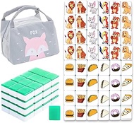 WELLATENT Seaside Escape Game Blocks Mahjong Sets with 49 Tiles 38mm Pet and Food Pattern with Grey Bag.