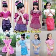 LL ชุดเดรสผ้าไทย ชุดไทยประยุกต์สำหรับเด็ก ชุดสวยหรูสไตล์คุณหนู สำหรับ 2-8 ขวบ ใส่ได้ทุกเทศกาล ใส่ไปง