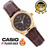 Casio V001 Automatic Hand Movement All Brown Leather Band Watch for Women(Brown)