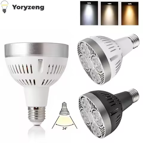 35W PAR30 E27 220V LED Light Spotlights Lamp 24 Degree Angle Cool Warm Neutral White 3000K 6000K For
